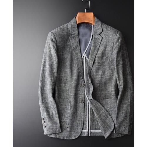 Classic Men Casual Linen Suit Summer Thin Plus Size 4XL Slim Fit Grey Blazer Man Cotton And Linen Male Linen Suit Brand Clothing