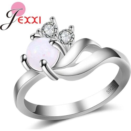 Nice Opal Prong Setting 925 Sterling Silver Bridal Wedding Finger Rings Luxury Shiny Girlfriend Lover Gift Big Promotions