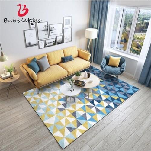 Bubble Kiss Carpet For Living Room Nordic Style Geometric Blue Yellow Gradient Rugs And Carpet For Home Living Room Door Mat