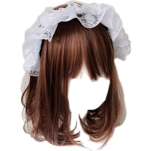 Girls Ruffles Lace Headwear Multilayer Lace Headband Mesh Lace Novelty Headpiece Maid Anime Cosplay Hair Ornaments