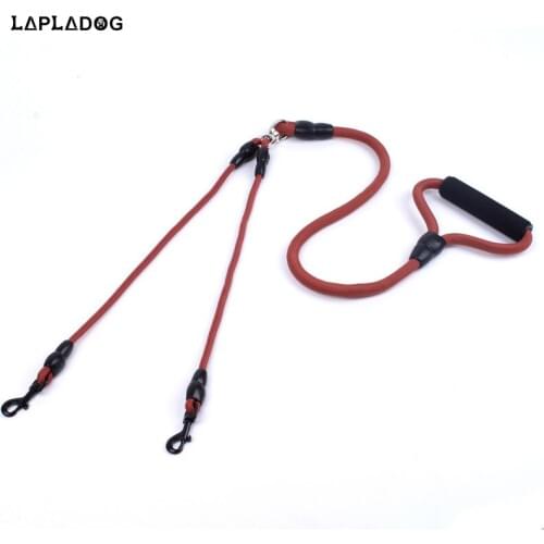 LAPLADOG 2 Ways Big Dog Double Leashes Nyolon Two Pet Leads Adjustable Puppy Cat Rope Coupler 145CM Dogs Walking Leash Safety