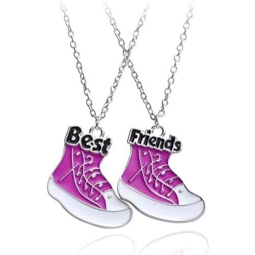 MINGQI Fashion new Necklace 2pcs/set Best friend pink sneakers alloy pendant BFF friendship Jewelry gifts for friends Girlfriend