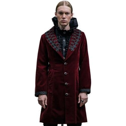 Devil Fashion Gothic Winter Wool Coat Men Punk Steampunk Long Sleeve Palace Restoring British Trench Coat Blends Large Size