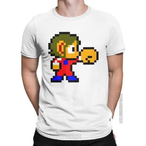 Alex Kidd Pixel T-Shirts Men 80s Novelty 100% Cotton Tee Shirt Crew Neck Classic Short Sleeve T Shirts Designer Clothing