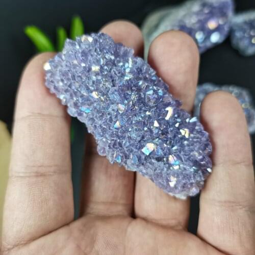 Natural Aura Angel Amethyst Crystal cluster Plating Titanium coating Quartz Vug Gemstone Flower Healing