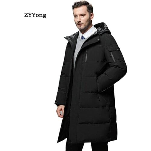 New Winter Parka Coat Men Down Jacket Clothing Hooded Thicken Warm Long Windbreaker Business Black Overcoat Clothes Outerwear