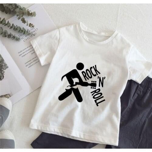 New Kids T-shirt For Girls Fashion Letter Retro Rock Printed White T ShirtsToddler Infant Boys Summer Clothes Short Sleeve Tops