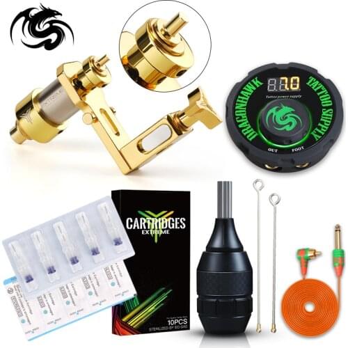 Complete Tattoo Kit Extreme Rotary Machine Set Cartridge Needles LCD Tattoo Power Supply