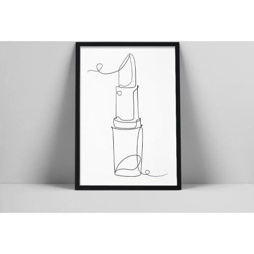 Lipstick print, Printable wall art, Beauty print, Black and white one line art, Home wall decor, Fashion decor