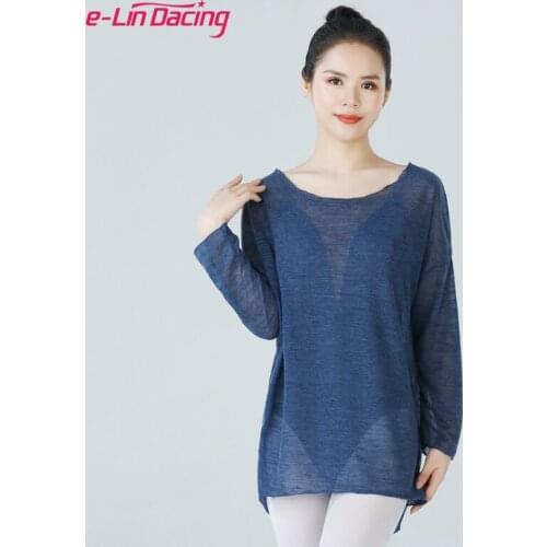 Adult See-Through Mesh Classical Dance Costume Loose Ballet Dance Training Smock Yoga Running T-shirts Women Gymnastics Jacket