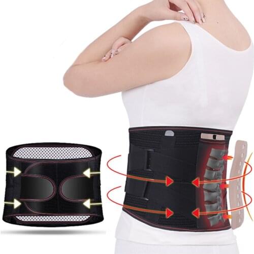 Orthopedic Tourmaline Self-heating Magnetic Steel Bone Waist Widen Belt Men Women Lumbar Support Back Brace Belt With 3pcs Pad