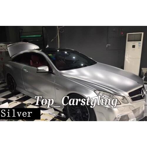 Silver Pearl Satin metallic Vinyl Car Wrap Film For Vehicle Covering With Air Release size 1.52x18m