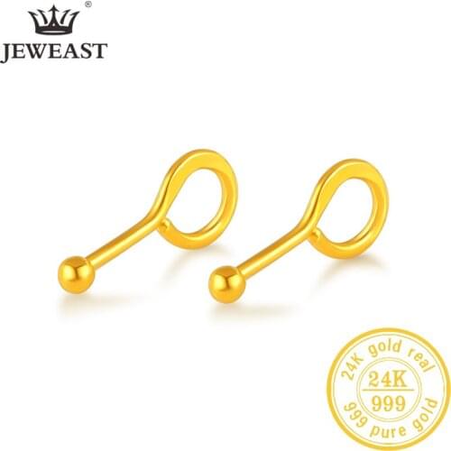 JLZB 24K Pure Gold Earring Real AU 999 Solid Gold Earrings Nice Good Upscale Trendy Fine Jewelry Hot Sell New 2020