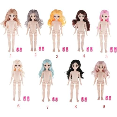 Articulated Dolls 28cm BJD Fashion Hair DIY for Girls Gift Normal Skin Glossy Face White Skin Joint Body BJD