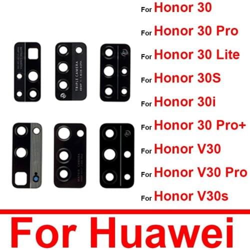 Back Glass Lens For Huawei Honor 30 30S V30 Pro Plus Glass Lens Rear Camera Lens Glass With Sticker Repair Replacement Parts