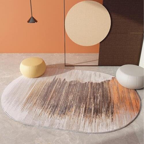 Light Luxury Oval Living Room Carpet Thick Striped Rugs For Bedroom Sofa Coffee Table Area Rug Nordic Design Study Floor Mat