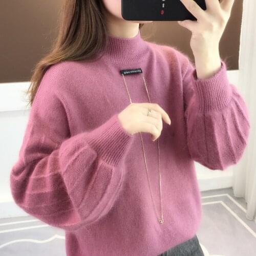 Autumn Winter Knitted Sweater Women 2020 new Korean Fashion Loose Lazy Lantern Sleeve Sweaters Pullovers Female Tops NS4635