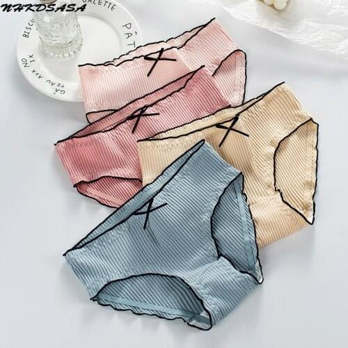 Japanese-Style Kawaii 100% Cotton Panties Comfotable Cute Solid Color Womens Panties Briefs Underwear Sexy Plus Size Underpant