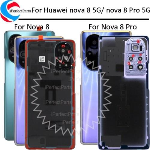 Back Cover For Huawei Nova 8 5G Back Battery Cover Rear Glass Door Housing Case For nova 8 Pro 5G Battery Cover+Camera Lens