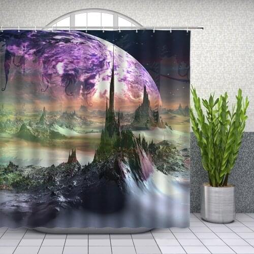 Landscape Shower Curtains Cartoon Fairy Tale Castle Mountain Dream Scenery Bathroom Decor Home Bath Polyester Fabric Curtain