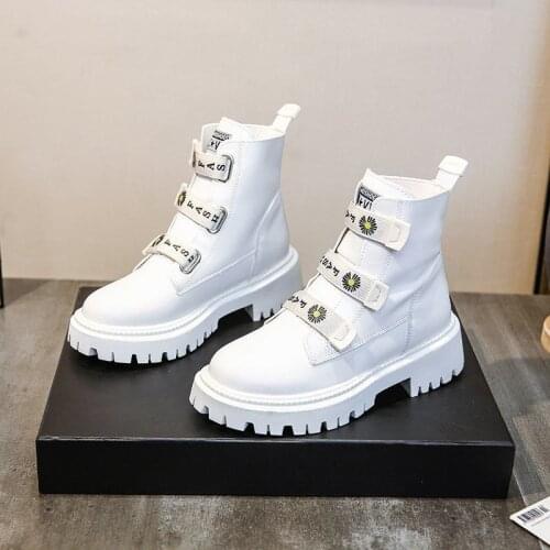 2021 Black Platform Combat Ankle Boots For Women Lace Up Buckle Strap Woman Shoes Winter Biker Boots Ins Hot
