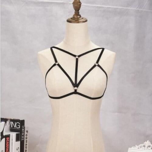 Body Harness Bandage Girl Elastic Bra Straps Cross Bra Crop Top Hollow Out Unlined Bandage Bra Underwear 0379