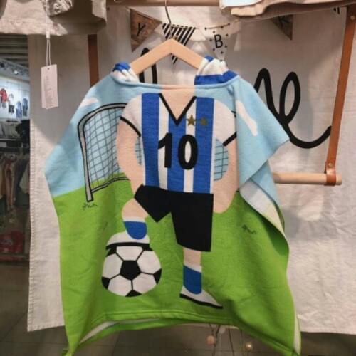 1pc baby bath towel beach bathrobe summer swimming cloak hooded towel outdoor kids footballer boy toy