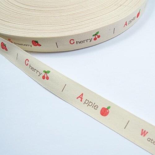 5 Yards/lot 15mm 5/8" Cotton Ribbon Handmade Design Printed fruit For Wedding Christmas Decoration DIY Sewing Fabric Accessories