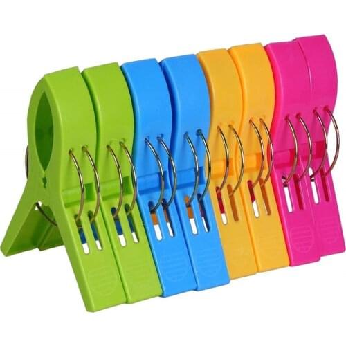 8Pcs Beach Towel Clips Plastic Windproof Clothes Hanging Peg Quilt Clamp Holder For Beach Chair Clips Home Wardrobe Storage