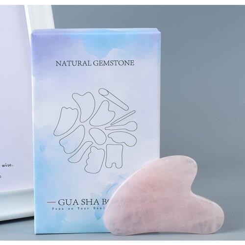 Rose Quartz Facial Acupuncture Massager With Box Natural Jade gua sha Massage Stone Back Foot Scraper Face Lift Skin Health Care