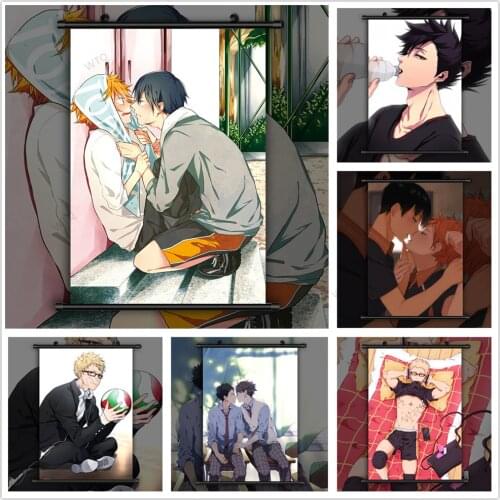 WTQ Anime Posters Haikyuu Yaoi Kei Shoyo X Tobio Anime Manga Wall Decor Retro Poster Wall Art Picture Room Decor Home Decor