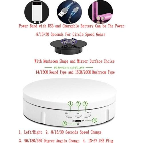 HQ ER01 USB/Battery Power Electric Automatic Rotating Turntable Display Stand Base for Photography Video Shoot