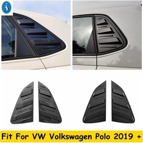 Car Accessories Black / Carbon Fiber Look Rear Window Louver Shutter Cover Trim 2pcs Fit For VW Volkswagen Polo 2019 2020 2021