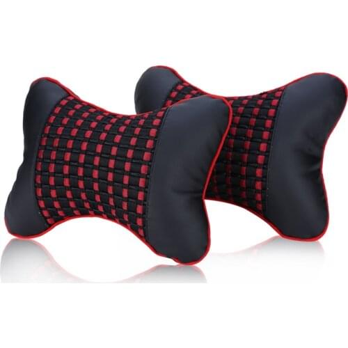 Car Neck Pillows PVC Leather head support protector black red universal headrest backrest cushion easy install and clean