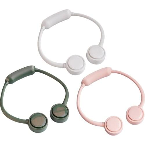 No Blade Portable Mini USB Neck Fan Ultra Quiet Cooler Air Conditioner Leafless Hanging Neck Fan Lazy Neck Fan