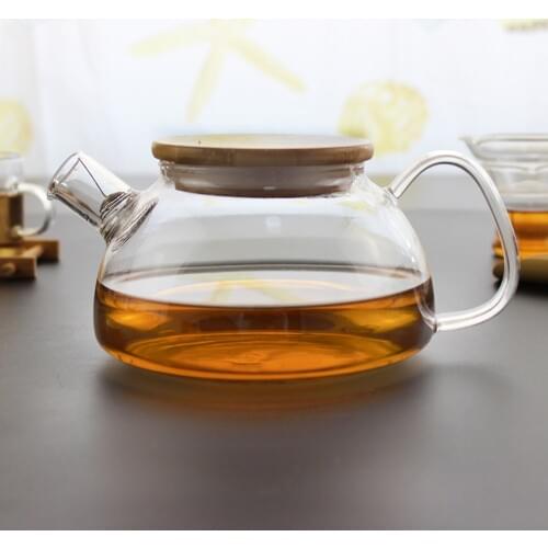 700ml Retro Style Large High Borosilicate Glass Tea Pot with Filter Natural Bamboo Lid Kung Fu Tea Set Strainer Teapot Kettle