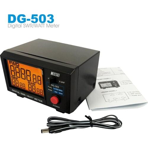 LCD Display Standing Wave Ratio Nissei DG-503 Digital SWR & Watt Meter 1.6-60MHz/125-525MHz 200W for Two-way Radio Walkie Talkie