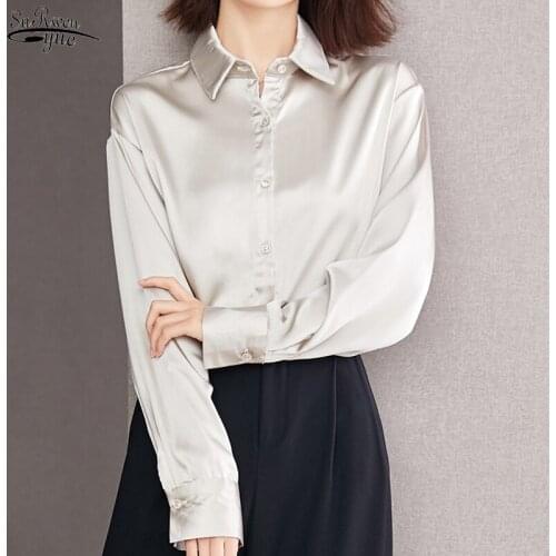 Elegant Comfort Silk Shirt Women Autumn 2021 French Long-sleeve Tops Women Wild Chic Ladies Shirt Thin Casual Blouse Blusa 16208