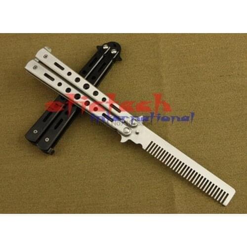 By ems or dhl 50pcs Stainless Steel Practice Training Butterfly Style Knife Comb Cool Sport