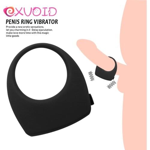 EXVOID Cock Vibrating Ring Clitoris Stimulate Penis Vibrator Ring Elastic Delay Ejacualtion Sex Toys for Men Adult Products