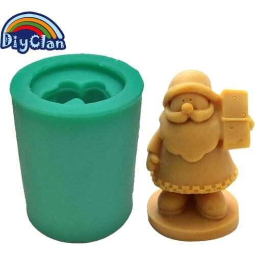 Santa Claus Candle Mold DIY Silicone Cake Mold 3D Father Christmas Chocolate Mould Kitchen Jelly Dessert Candle Molds