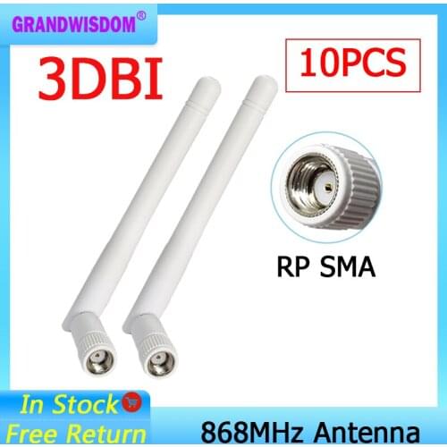 868MHz 915MHz Antenna 3dbi RP-SMA Connector 10pcs GSM 915 MHz 868 MHz antena outdoor signal repeater antenne waterproof Lorawan
