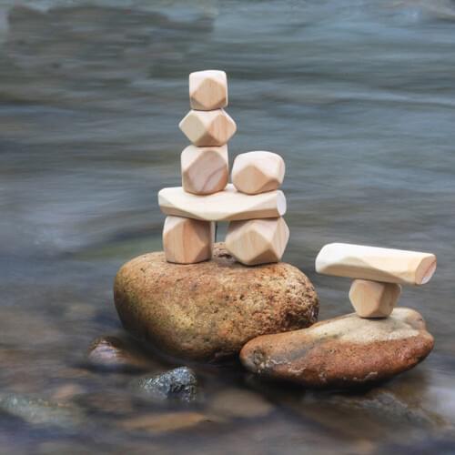 2018 New arrival 11pcs Wooden Stone Natural Stacked stone creative interesting blocks stone model puzzles Best gift for children