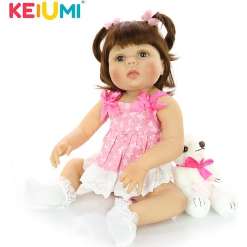 KEIUMI Lovely 23 Inch Real Reborn Baby Dolls Adorable Lifelike Toddler Doll With Full Silicone Surprise For Christmas Gifts
