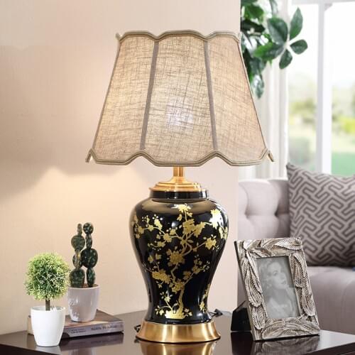 Ceramic Table Lamp Bedroom Bedside Lamp Creativity Large Living Room Retro Decoration Dimmable Desk lamp porcelain table lamp