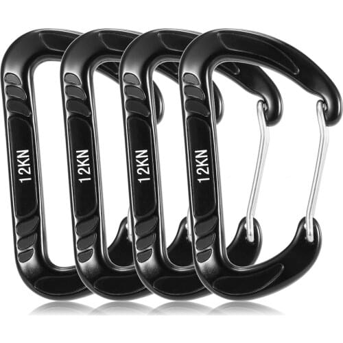 Lixada 4PCS 12KN Heavy Duty Carabiner Climbing Carabiner Steel Spring Clip Hammock Climbing Equipment Mosqueton Carabiner