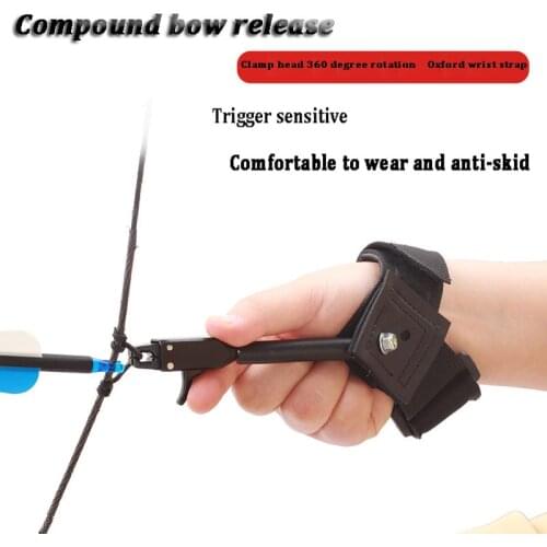 Bow Trigger Release Clamp Head 360° Rotating Oxford Wrist Strap Compound Bow Release Comfortable Antiskid Archery Accessories