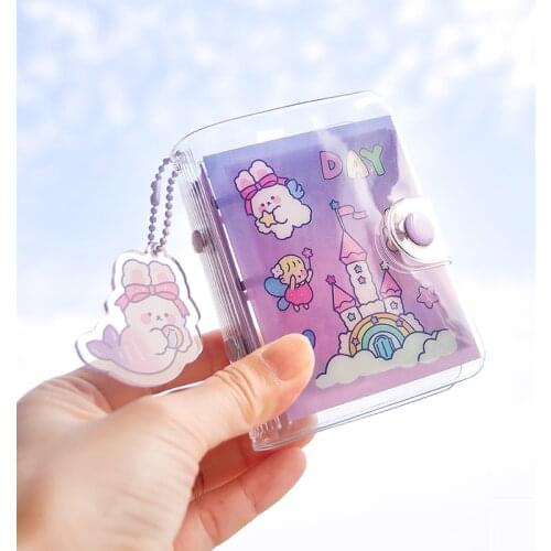 Cute Transparent Mini Loose-leaf Notebook Creative Portable Pocket Hand Book 3 Ring Binder Kawaii School Supplies Stationery