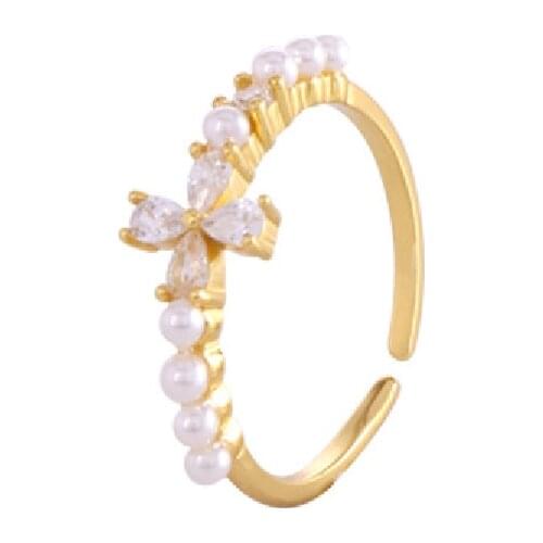 Trendy Ring for Women S925 Silver Jewelry with Pearl Zircon Gemstone Open Finger Rings Wedding Party Gift Accessories Wholesale