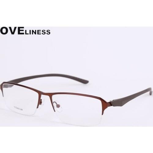 Fashion mens eyeglasses frames Optical eye glasses frame for men Myopia Prescription eye glasses Half Metal Spectacles eyewear
